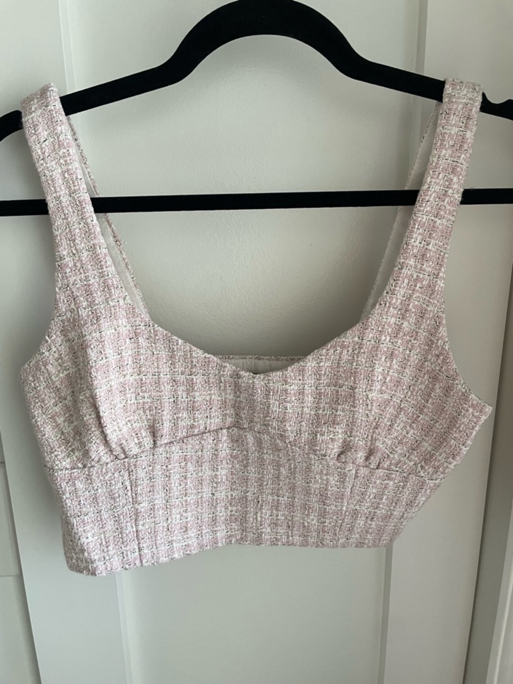 Zara Light Pink Tweed Crop Top